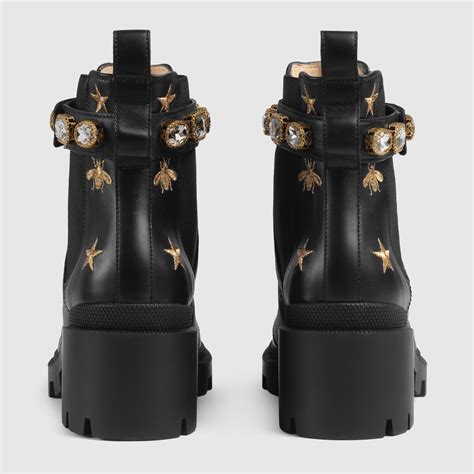 gucci embroidered leather ankle boot with belt dupe|gucci interlocking g leather boot.